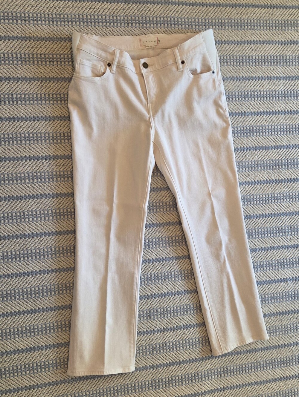 Hatch Light Beige Denim Jeans, Maternity
